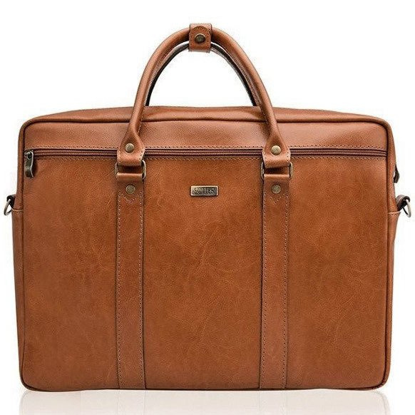Skórzana torba męska na laptopa Solier brązowy vintage