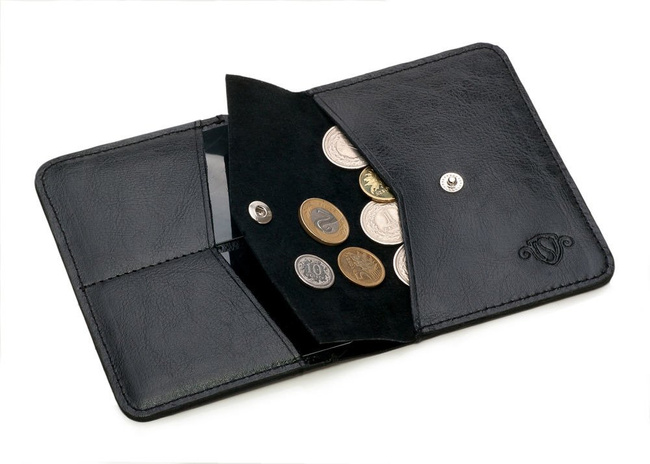Skórzany cienki portfel męski z bilonówką SOLIER SW15 SLIM czarny